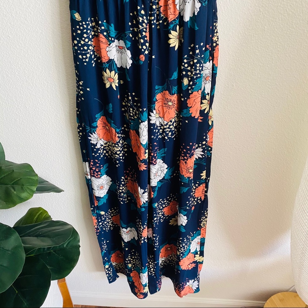 Floral/Navy Wide Leg Jumpsuit - Picture 3 of 5